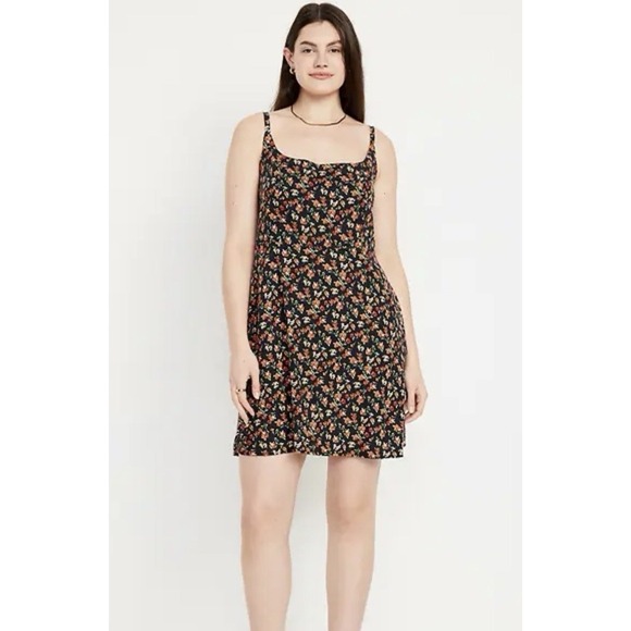 Old Navy Dresses & Skirts - NWT Old Navy Black Floral Cami Sun Dress Smocked Back Cottagecore Summer XL